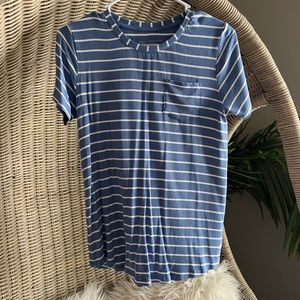 Albion blue and white stripe Tee shirt. Size small.